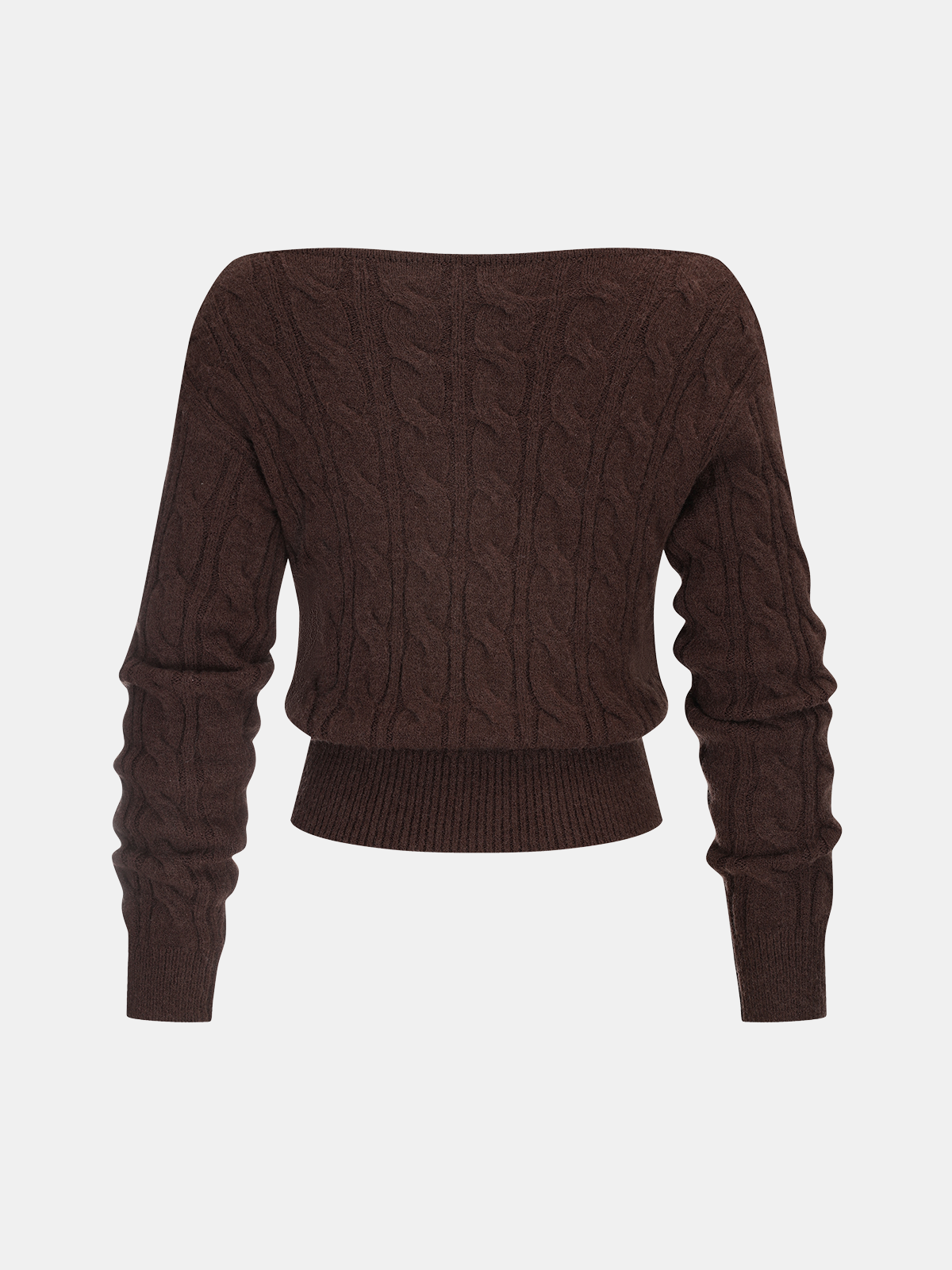 Cross-Front V-Neck Cable Knit Sweater