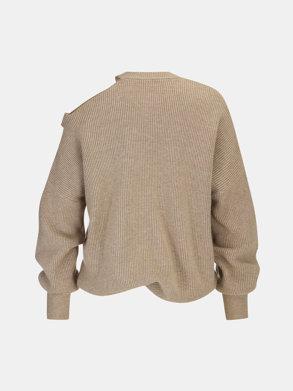 Asymmetric Cut-Out Shoulder Sweater