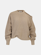 Asymmetric Cut-Out Shoulder Sweater