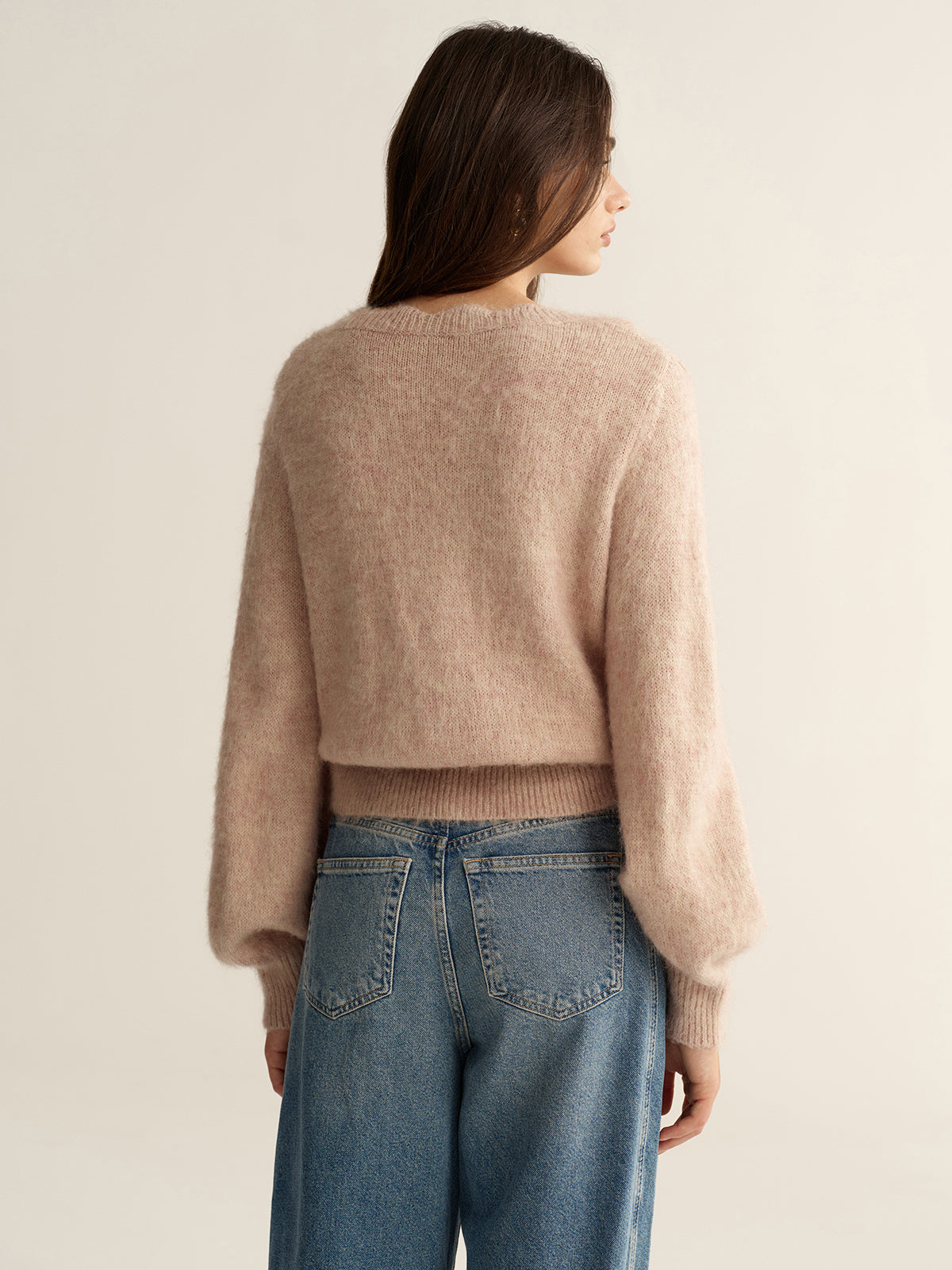 Scalloped Edge Wool-Blend Knit Cardigan