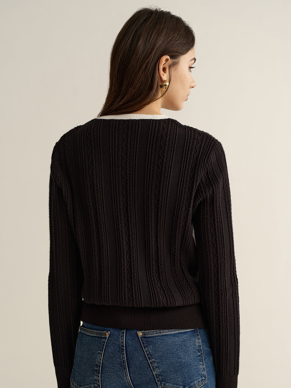 2 in 1 Lace Trim Two-Tone Sweater
