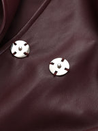 Lapel Faux Leather Belted Jacket