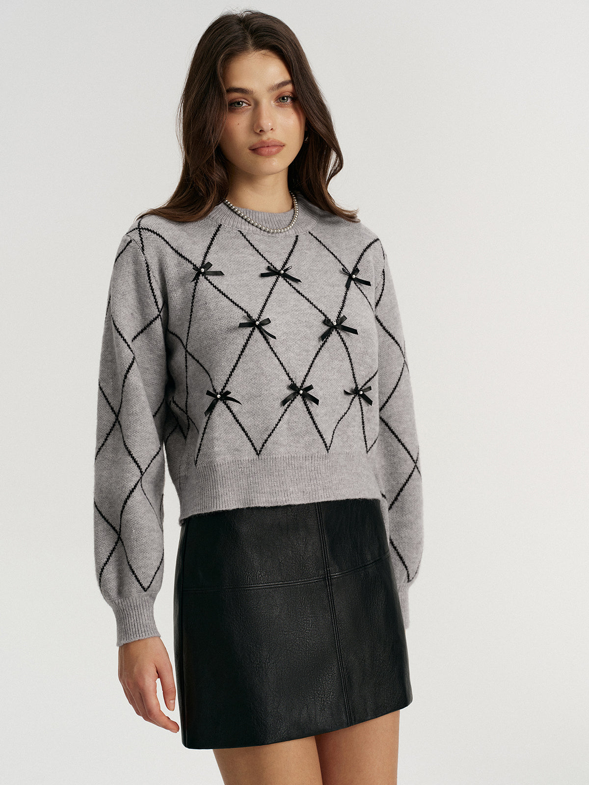 Argyle Bow Detail Sweater