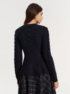 Cashmere-Blend Cable-Knit Sweater without Belt