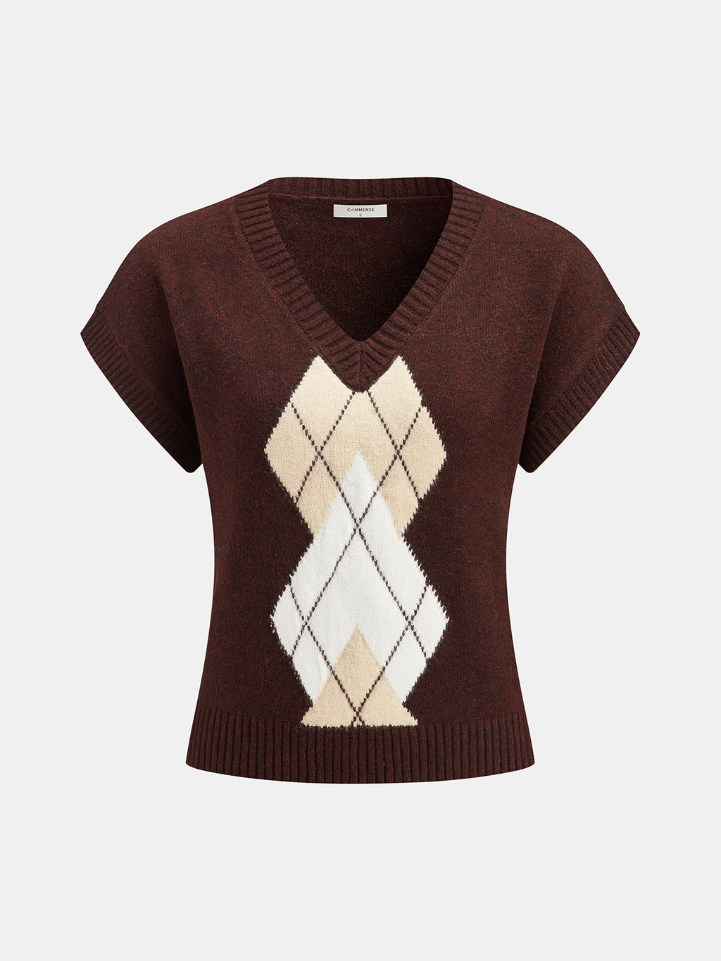 Argyle V-Neck Wool Blend Sweater Vest