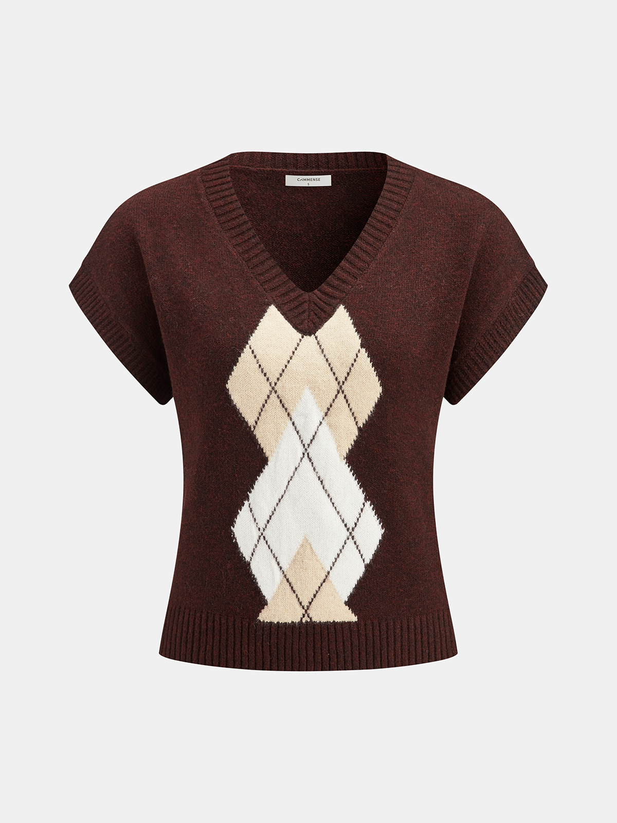 Argyle V-Neck Wool Blend Sweater Vest