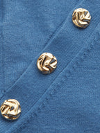 Asymmetrical Metal Button Knit Top