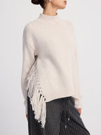 Oversized Fringe Mock-Neck Sweater