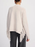 Oversized Fringe Mock-Neck Sweater