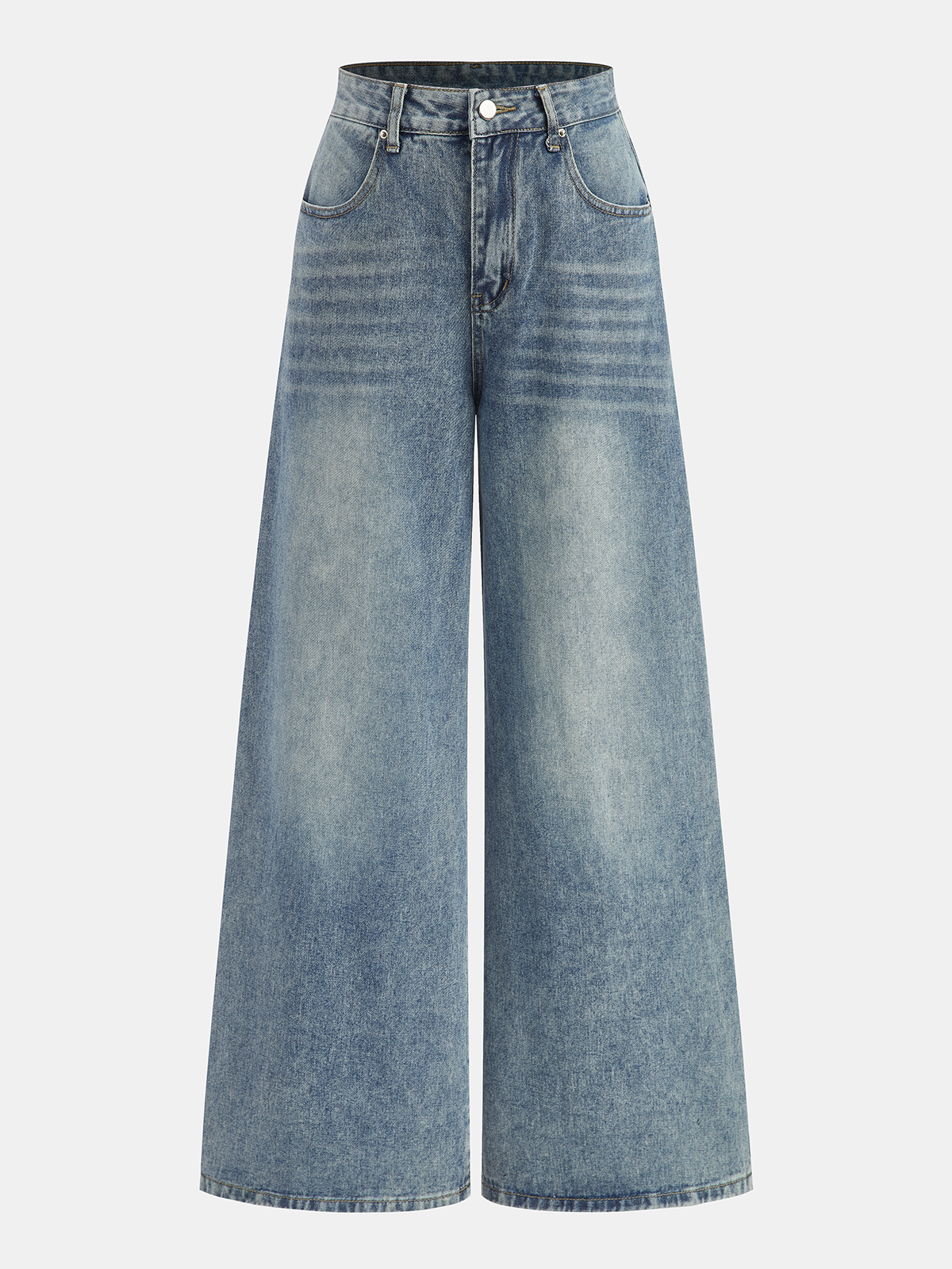 High-Waisted Wide-Leg Denim Jeans