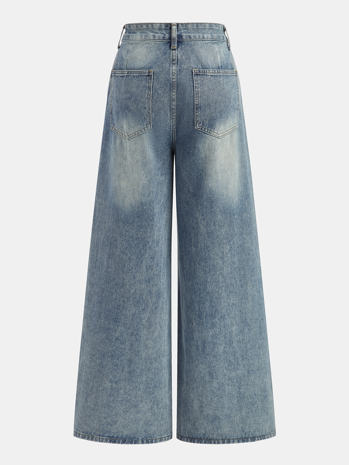 High-Waisted Wide-Leg Denim Jeans