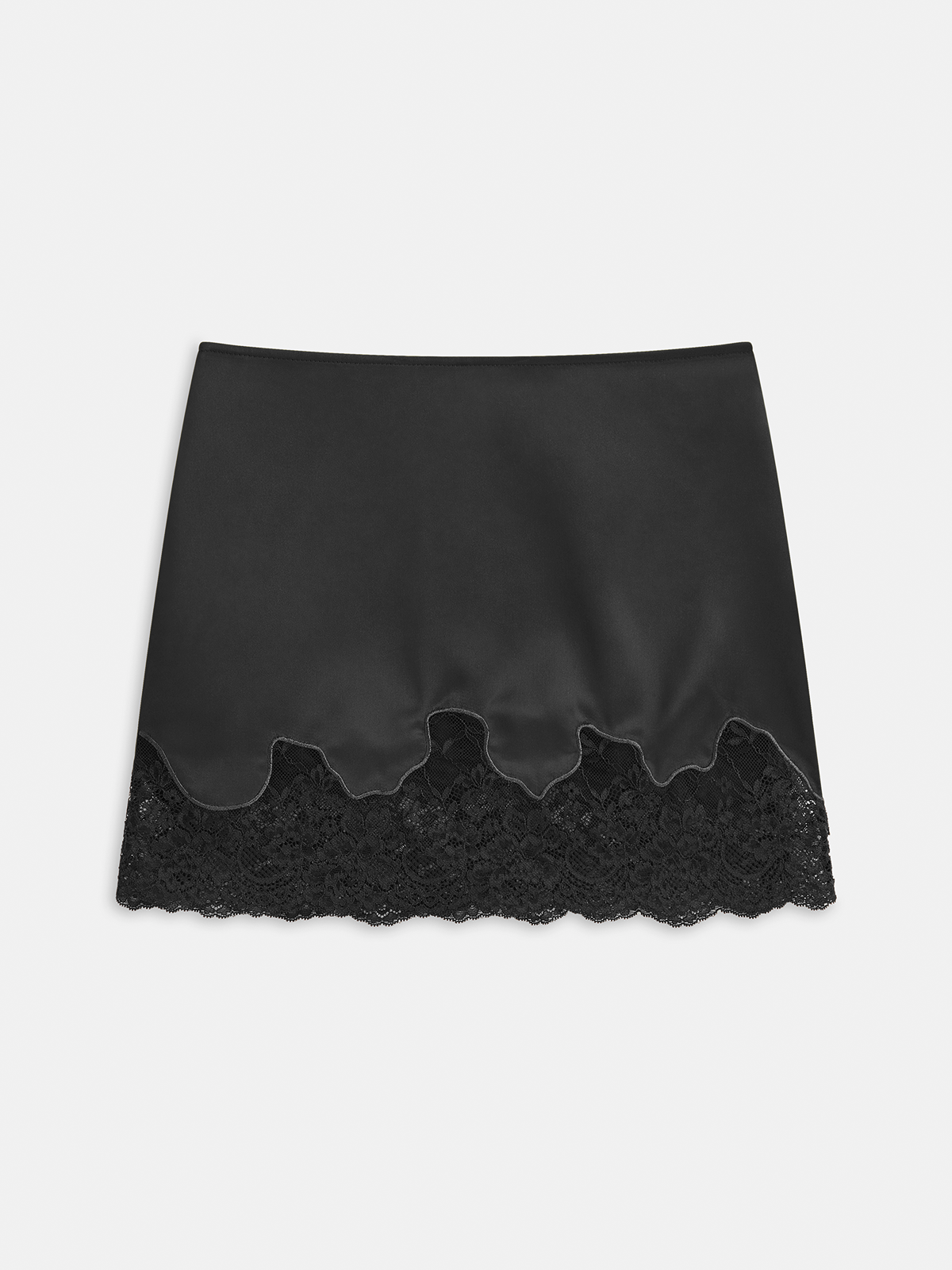 Lace Panel Satin Mini Skirt