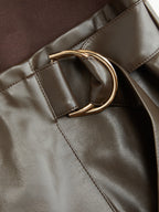 Faux Leather Paneled Knit Asymmetrical Dress