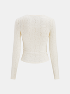 Lace-Texture Square-Neck Knit Top
