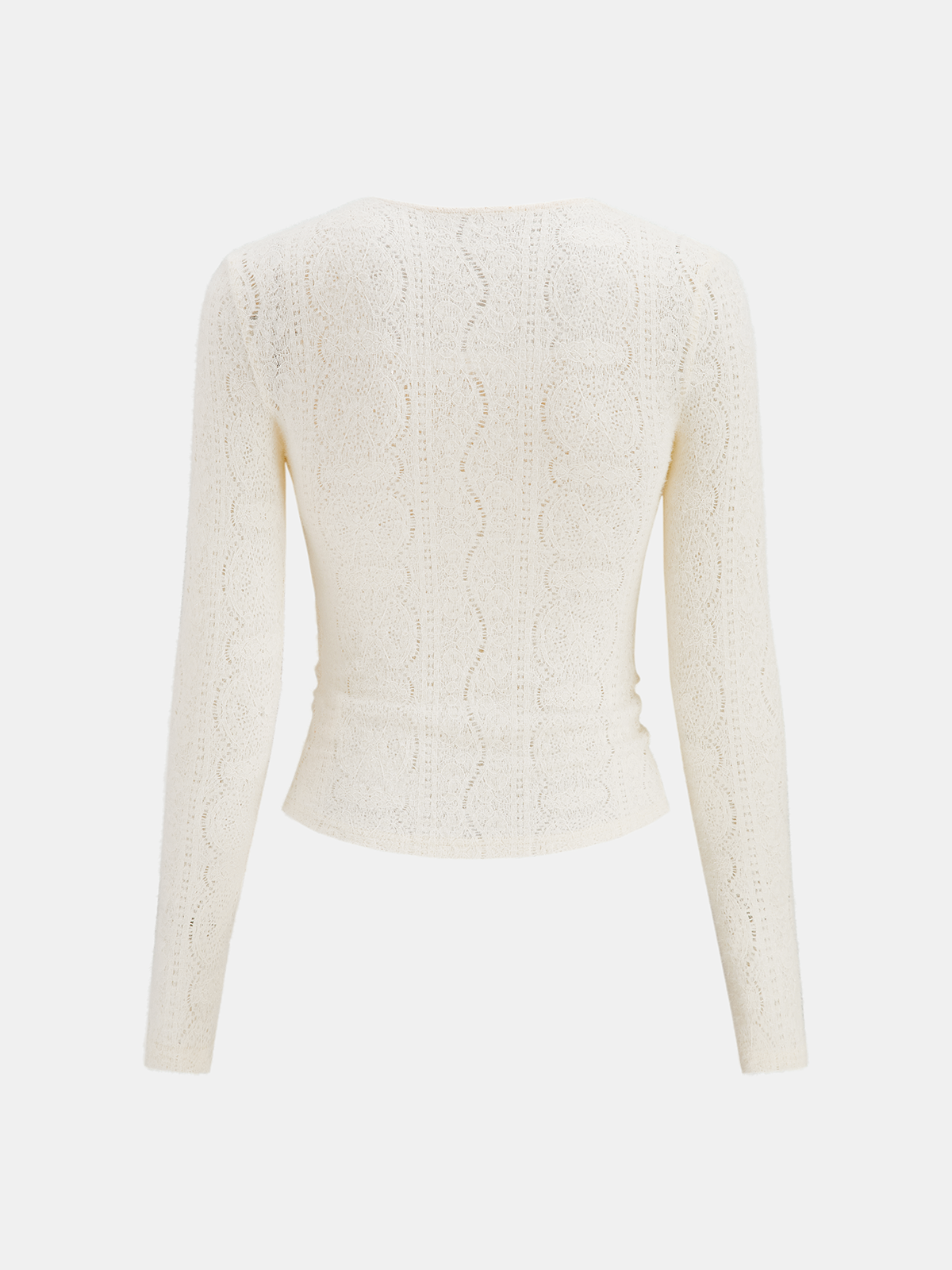 Lace-Texture Square-Neck Knit Top
