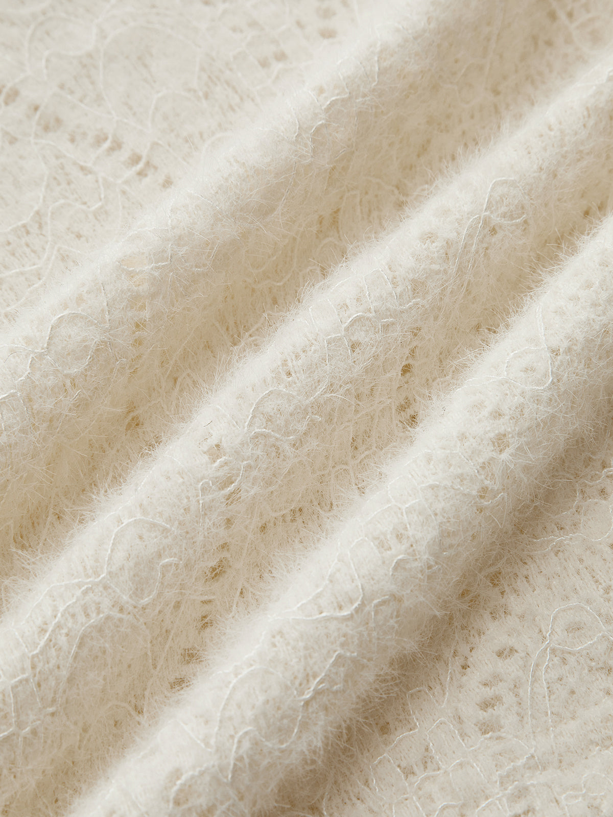 Lace-Texture Square-Neck Knit Top