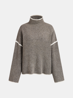 Mock Neck Contrast Trim Sweater