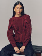 Crew Neck Twisted Cable-Knit Sweater
