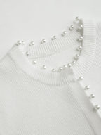 Pearl Trim Ribbed Knit Top