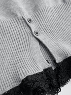 Contrast Collar Lace Hem Sweater