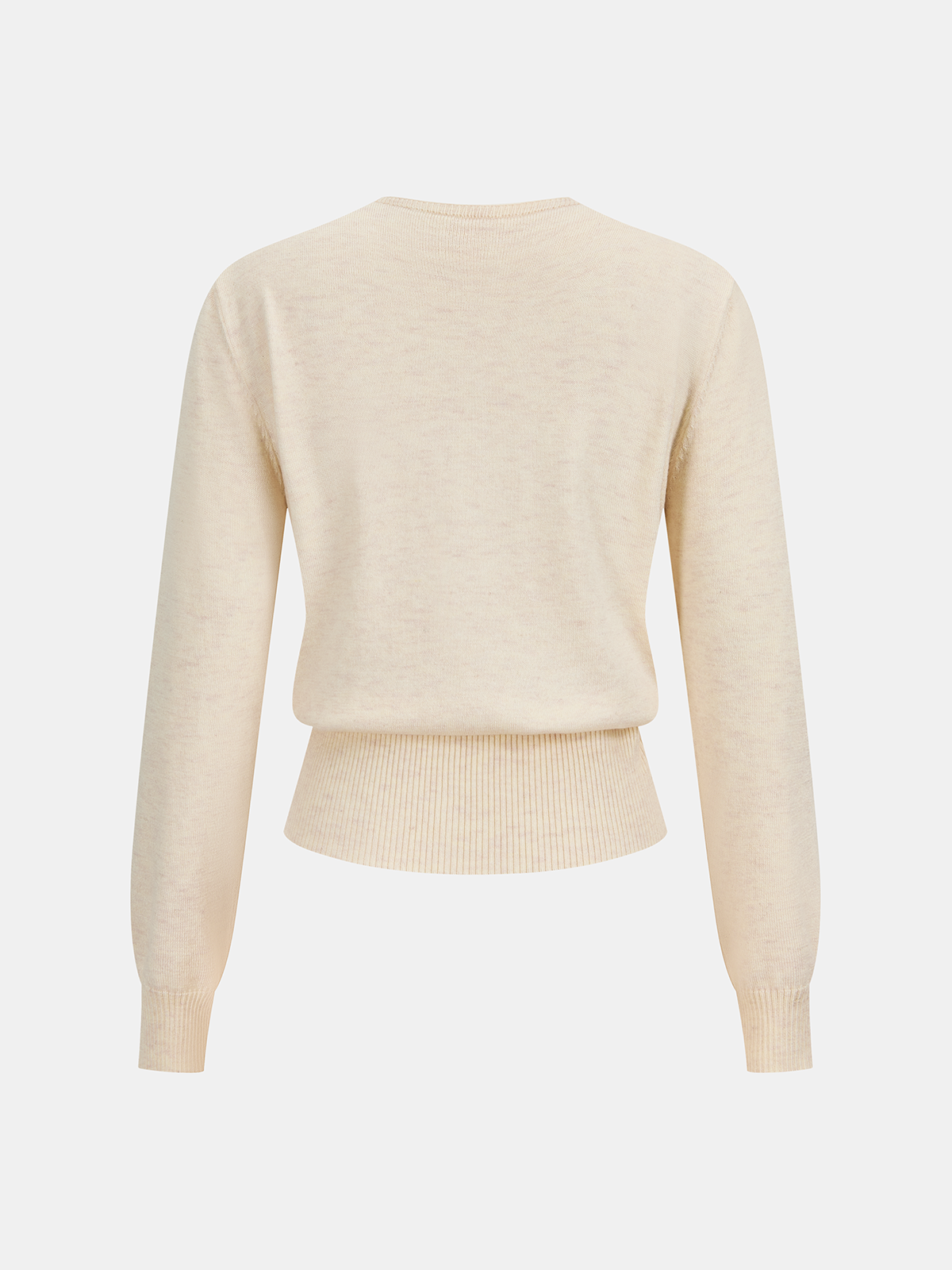 Lace Panel Rhinestone Wool Blend Sweater