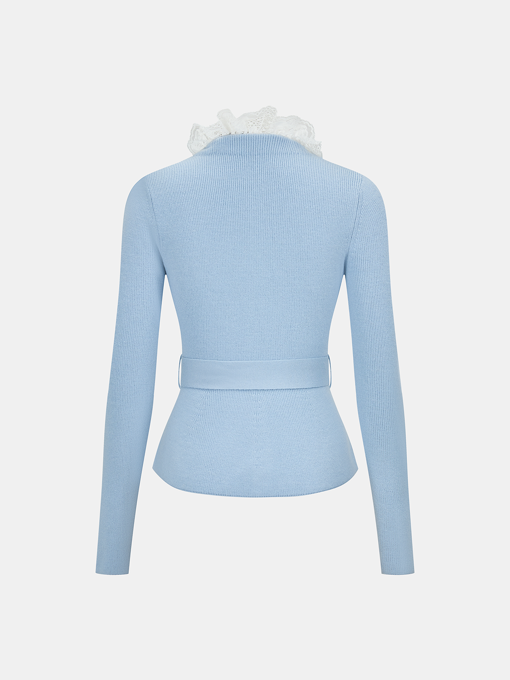 Cashmere Blend Lace Collar Belted Cardigan