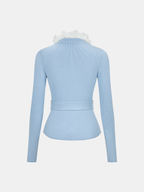 Cashmere Blend Lace Collar Belted Cardigan