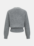 V-Neck Lace-Trim Knit Sweater