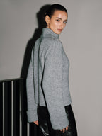 Crystal-Embellished Cut-Out Turtleneck Sweater