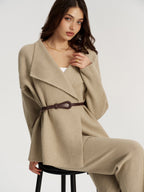 Belted Knit Blazer and Pants Set