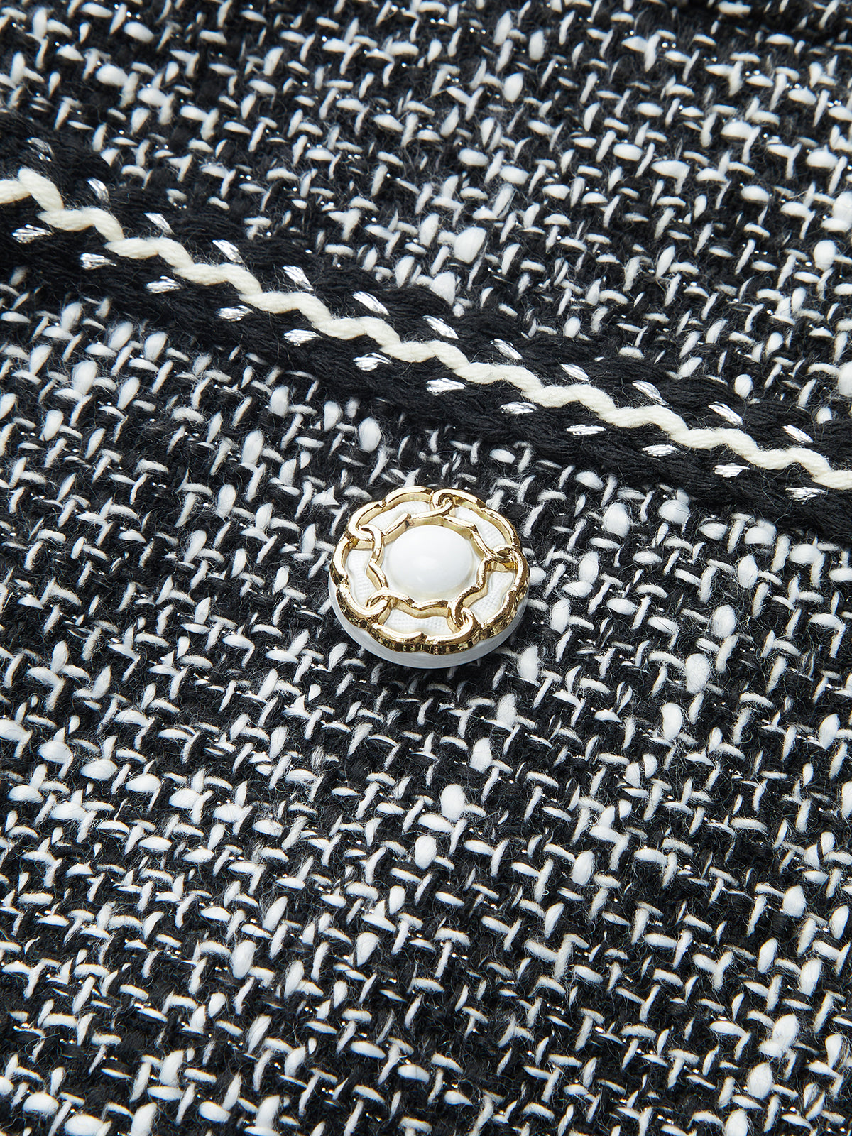 Mid-Waist Tweed Wide-Leg Pants