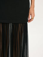 Sheer Pleated Hem Sleeveless Knit Dress