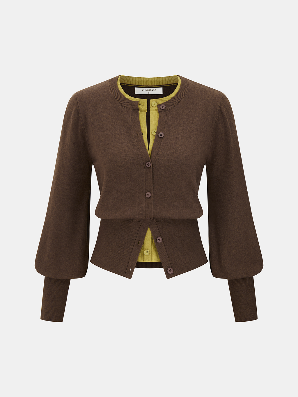 2 in 1 Layered Puff-Sleeve Cardigan