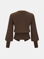 2 in 1 Layered Puff-Sleeve Cardigan