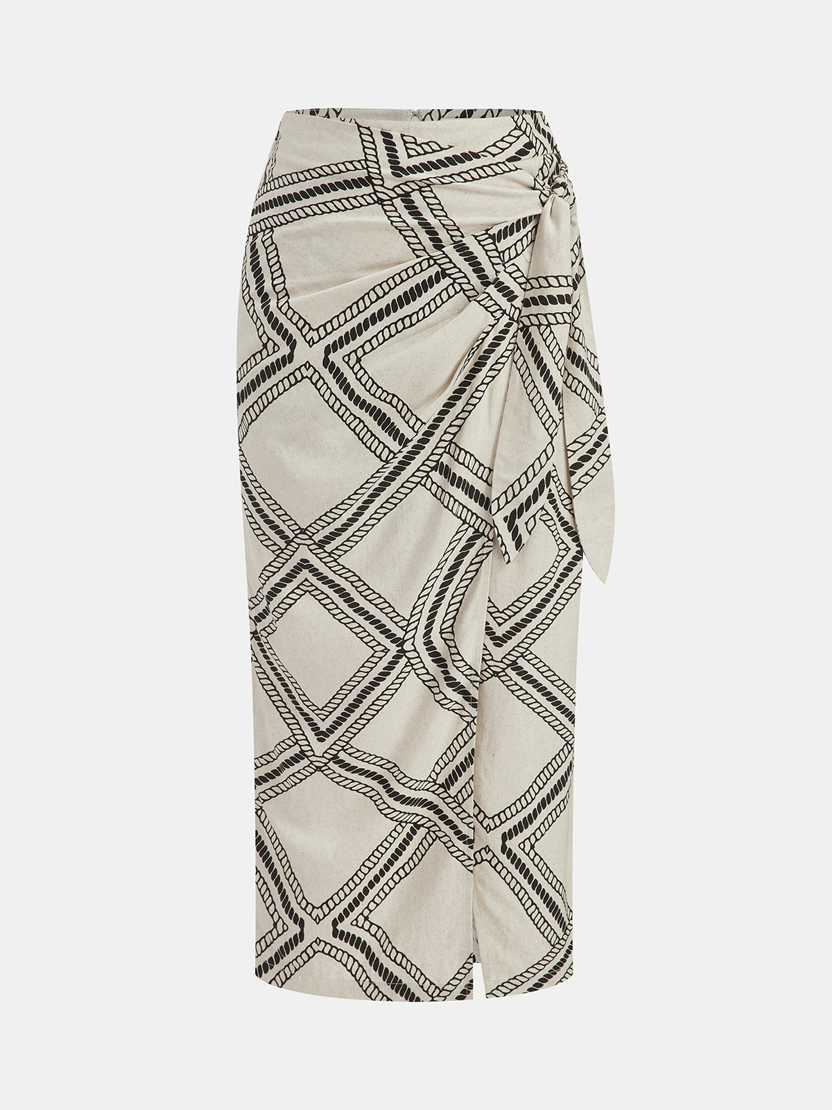 Abstract-Print Wrap Midi Skirt