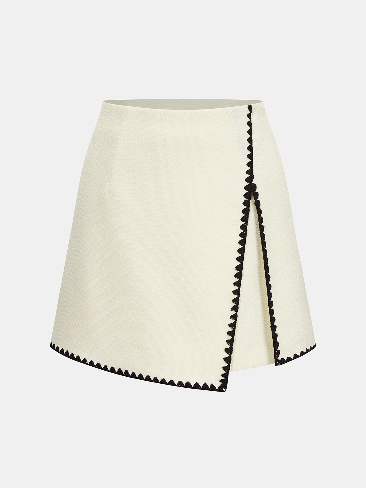 Scalloped Trim Asymmetrical Mini Skirt