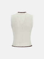 Contrast Trim Knit Vest & Wide-Leg Pants Set