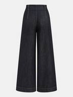 Contrast Stitch High-Waisted Wide-Leg Jeans