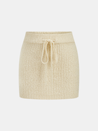 Textured Knit Top & Drawstring Mini Skirt Set