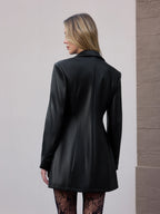 Double-Breasted Faux Leather Blazer