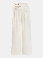 Cut-Out Double Buckle Wide Leg Pants