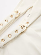 Cut-Out Double Buckle Wide Leg Pants