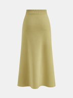 Metal Button Knit Vest & Midi Skirt Set