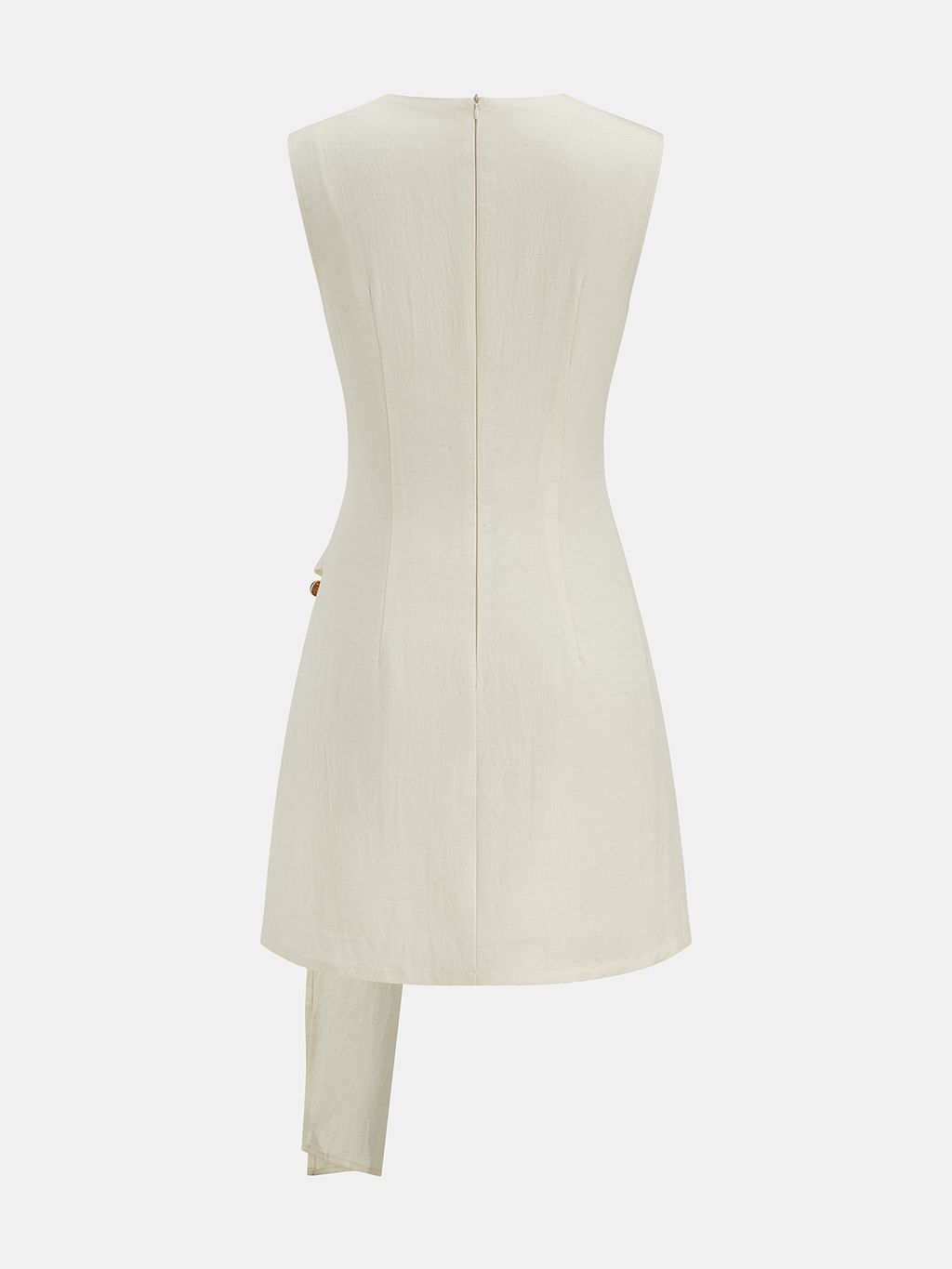 Tencel Blend Asymmetric Buckle Ruched Mini Dress