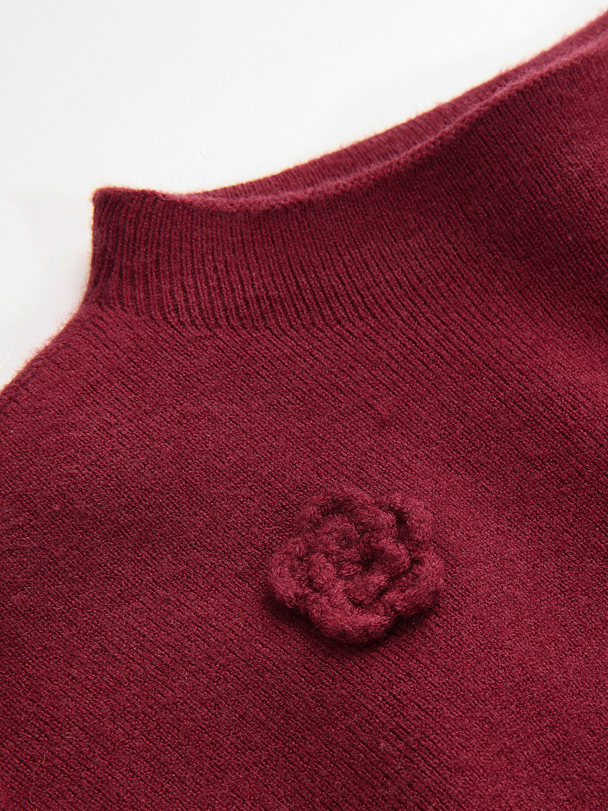 3D Floral Sleeveless Mock Neck Top