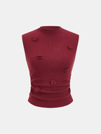 3D Floral Sleeveless Mock Neck Top