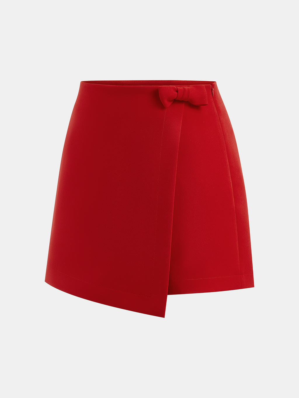 Bow Detail Asymmetric Wrap Skort