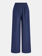 Faux Denim Tie-Waist Vest & Pants Set