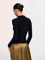 Asymmetric Neckline Sparkle Knit Top