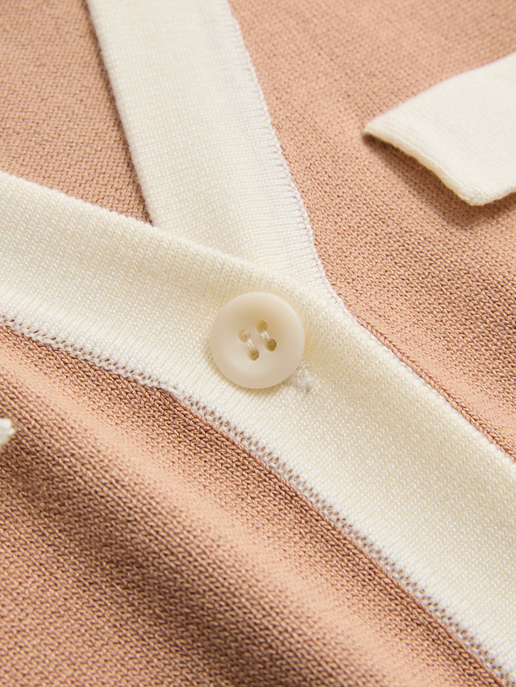Collared Contrast Trim Button-Front Knit Top